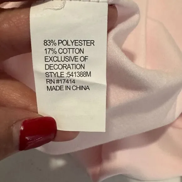 Miss Elaine Brushed Back/Satin Nightgown/LongSleeve/ Blush Pink w/Embroidery NWT - Picture 15 of 16